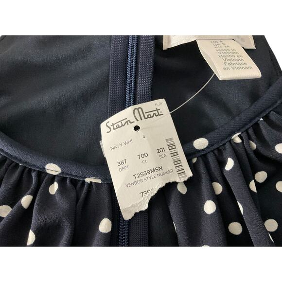 NWT London Times Women's 4 Navy White Polka Dot Jumpsuit Spaghetti Summer Party - Picture 9 of 15